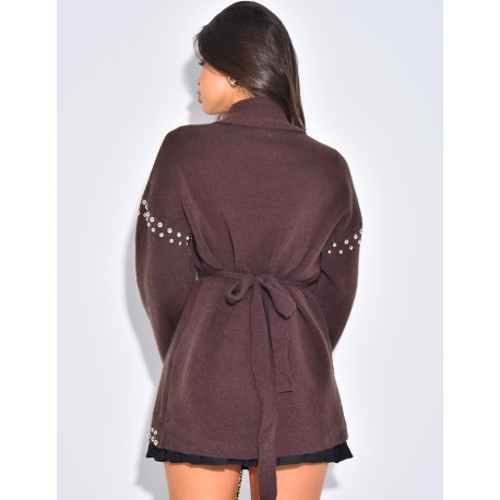 Weste mit Wickeloptik und Nieten an den Säumen