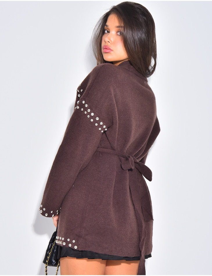 Weste mit Wickeloptik und Nieten an den Säumen