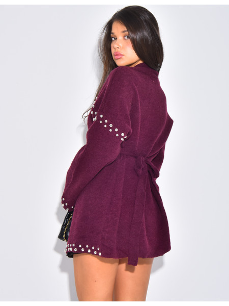 Weste mit Wickeloptik und Nieten an den Säumen