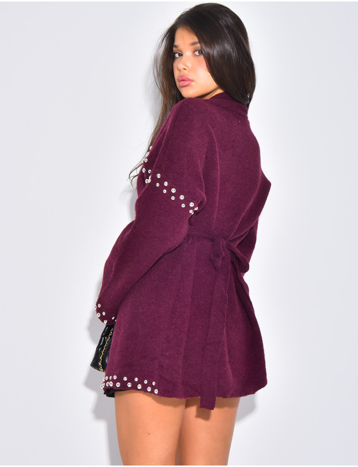 Weste mit Wickeloptik und Nieten an den Säumen