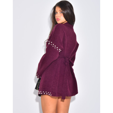 Weste mit Wickeloptik und Nieten an den Säumen