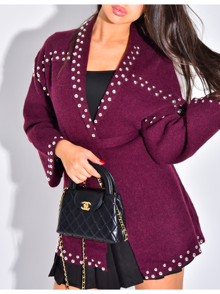 Weste mit Wickeloptik und Nieten an den Säumen