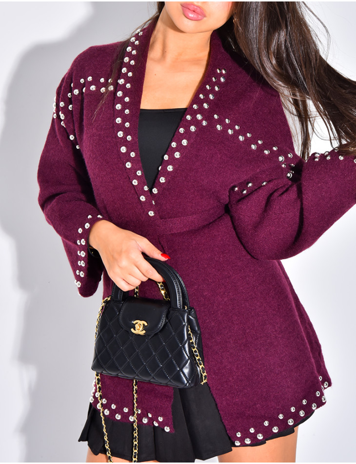 Weste mit Wickeloptik und Nieten an den Säumen