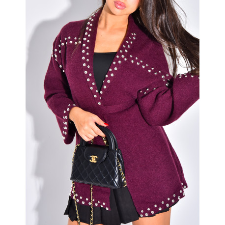 Weste mit Wickeloptik und Nieten an den Säumen