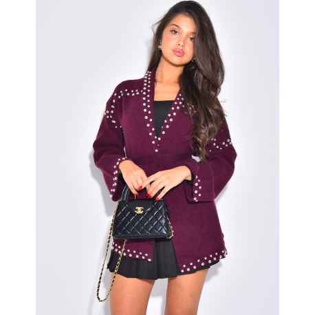 Weste mit Wickeloptik und Nieten an den Säumen