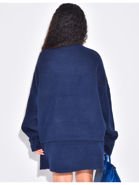 Ensemble 2 pièces pull court oversize et jupe en laine