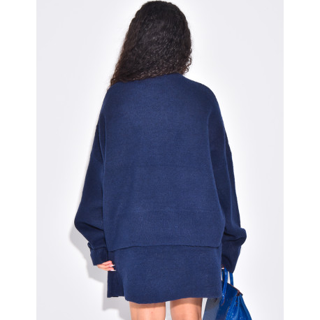 Ensemble 2 pièces pull court oversize et jupe en laine