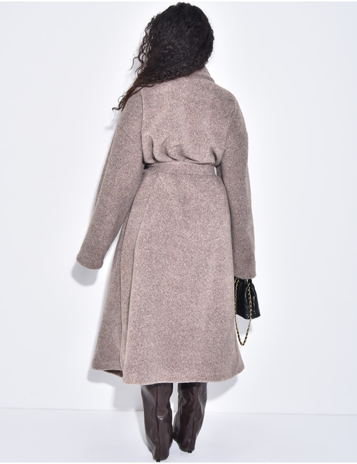 Manteau Long En Laine Bouillie OUI - Rose - Taille 44 - Neuf Sans étiquettes - Chaud Et Léger