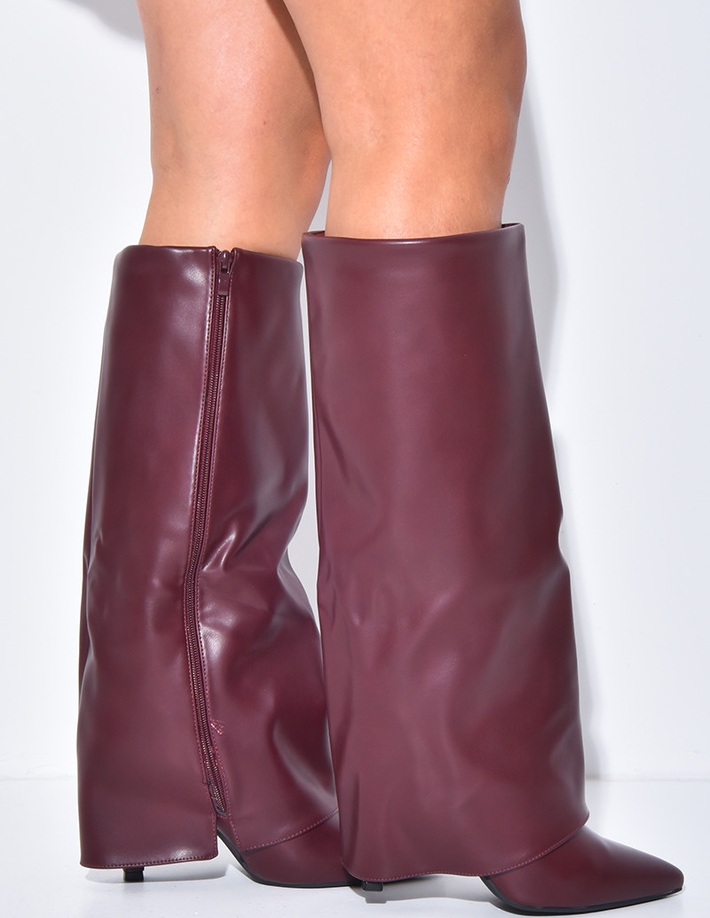 Faux leather boots with...