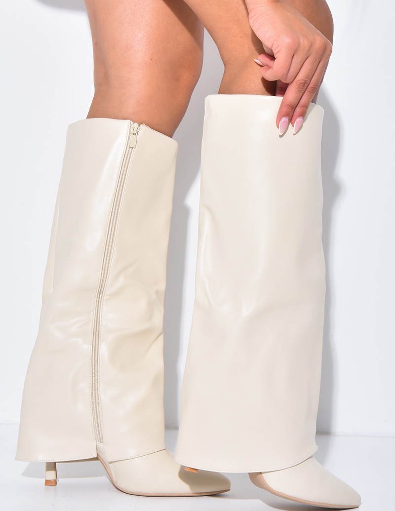 Faux leather boots with...