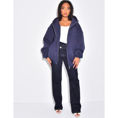 Very oversized fleece zip-up hoodie