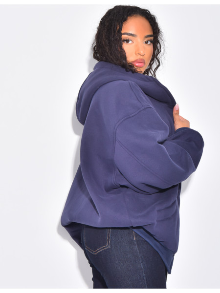 Very oversized fleece zip-up hoodie