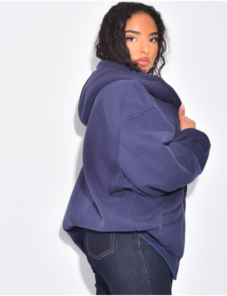 Very oversized fleece zip-up hoodie