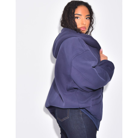 Very oversized fleece zip-up hoodie