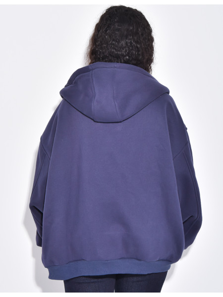 Very oversized fleece zip-up hoodie