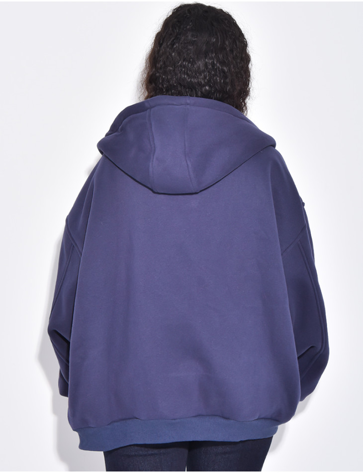 Very oversized fleece zip-up hoodie