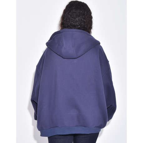 Very oversized fleece zip-up hoodie
