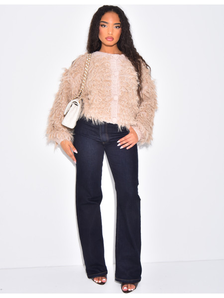 Short, puffy, fluffy cardigan