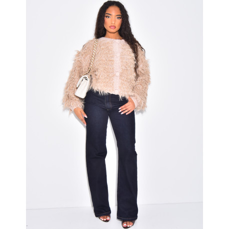 Short, puffy, fluffy cardigan