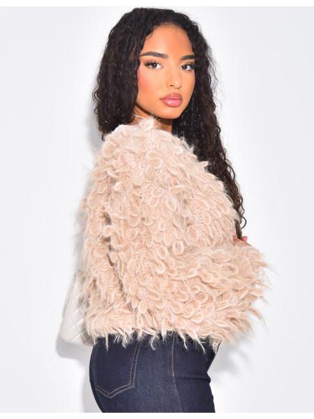 Short, puffy, fluffy cardigan