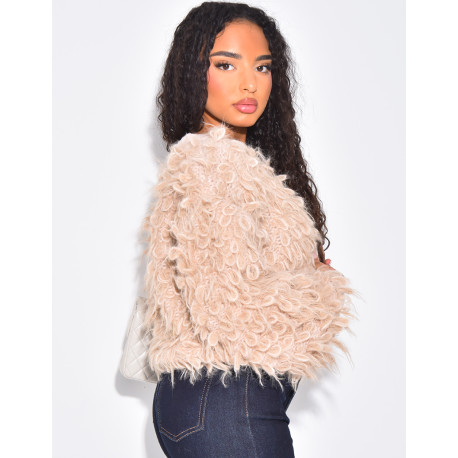 Short, puffy, fluffy cardigan