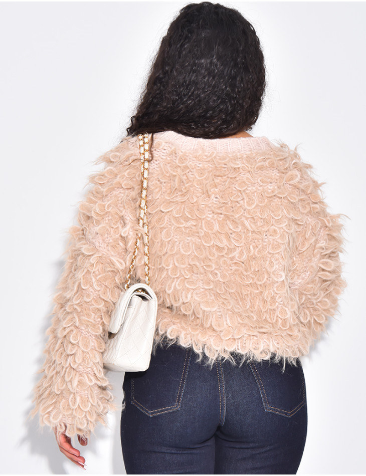 Short, puffy, fluffy cardigan