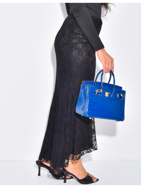 Jupe sirène longue en dentelle doublée