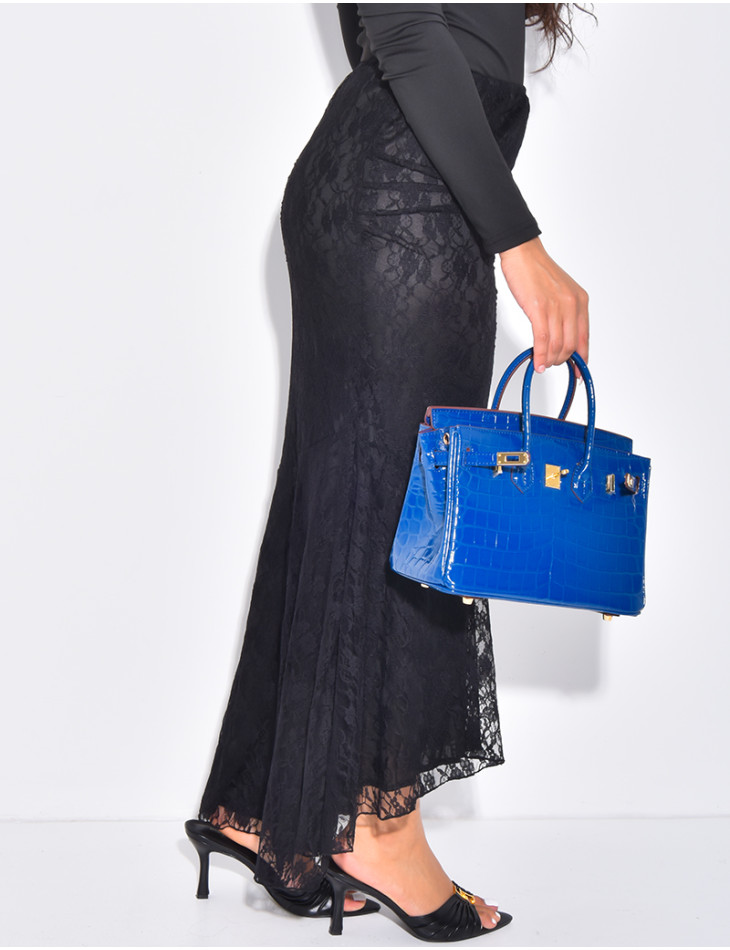 Jupe sirène longue en dentelle doublée