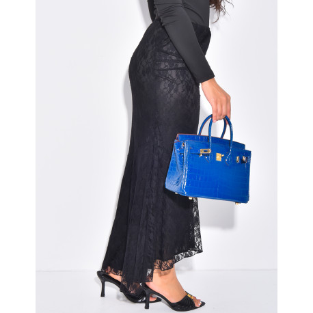 Jupe sirène longue en dentelle doublée