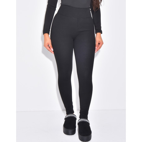 Legging taille haute côtelé à doublure polaire
