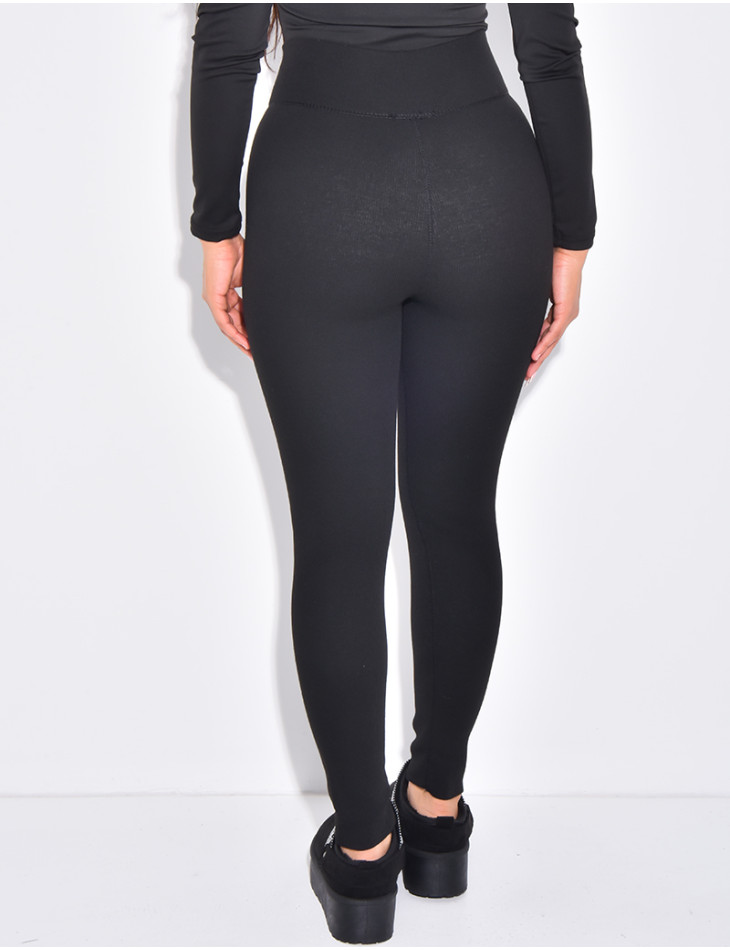 Legging taille haute côtelé à doublure polaire