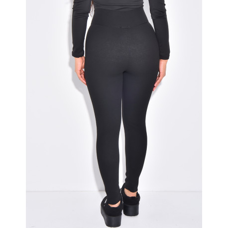 Legging taille haute côtelé à doublure polaire
