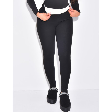 Legging taille haute côtelé à doublure polaire