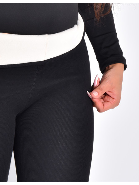 Legging taille haute côtelé à doublure polaire