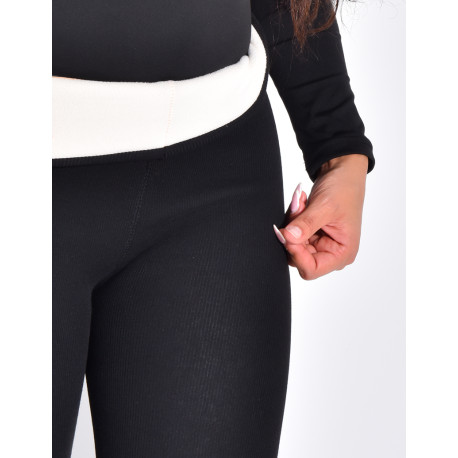 Legging taille haute côtelé à doublure polaire