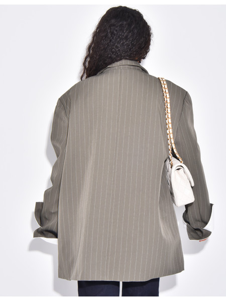 Oversized tailored jacket with stripes and cuffs