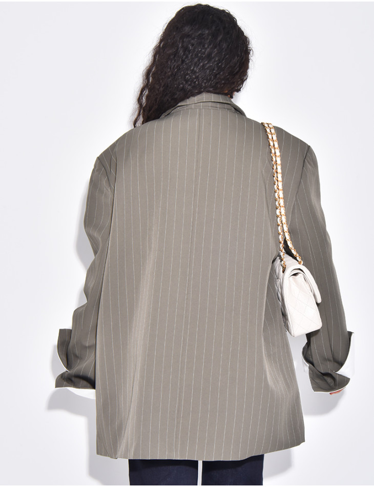 Oversized tailored jacket with stripes and cuffs