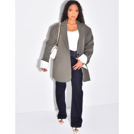 Oversized tailored jacket with stripes and cuffs