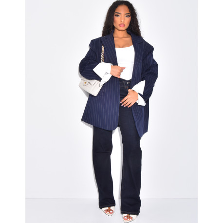 Oversized tailored jacket with stripes and cuffs