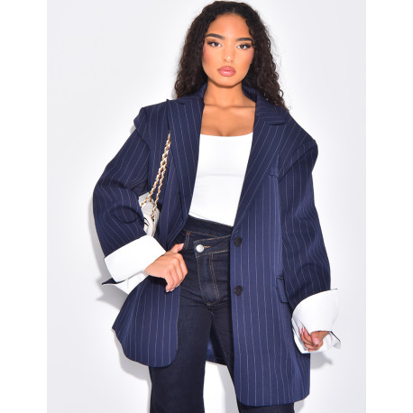 Oversized tailored jacket with stripes and cuffs