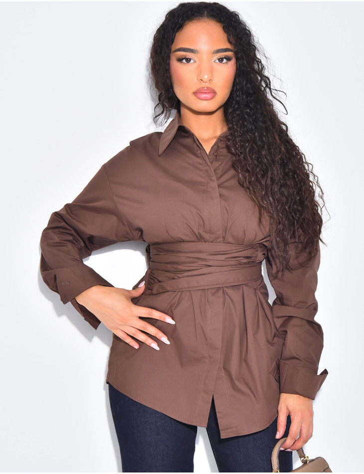Chemise mi-longue à nouer à la taille