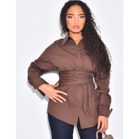 Chemise mi-longue à nouer à la taille