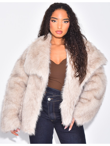 Kurze Kunstfelljacke