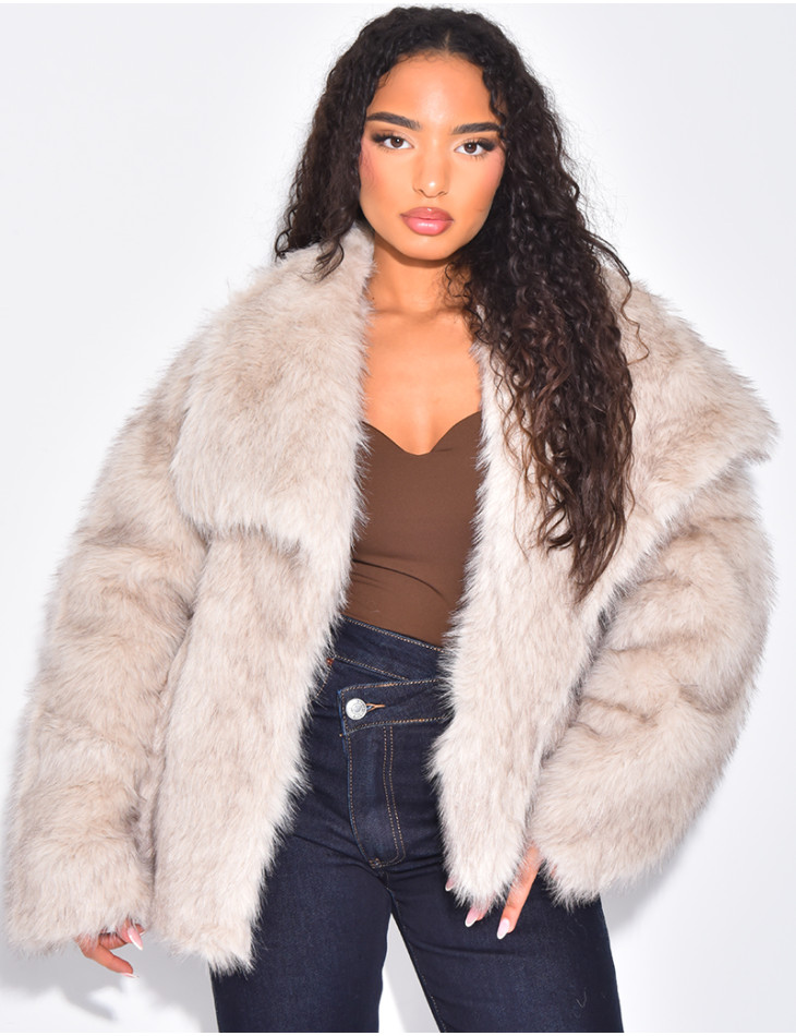 Kurze Kunstfelljacke