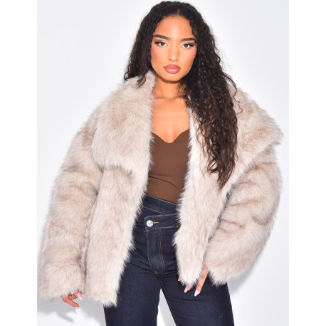 Kurze Kunstfelljacke