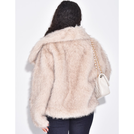 Kurze Kunstfelljacke