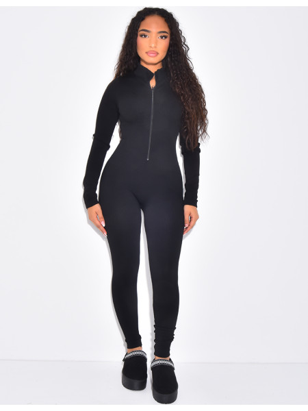 Combinaison longue côtelée