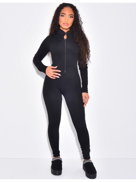 Combinaison longue côtelée