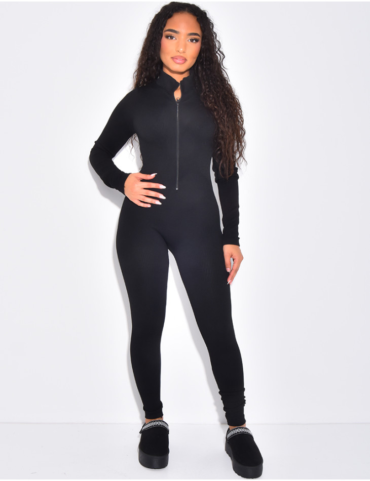 Combinaison longue côtelée