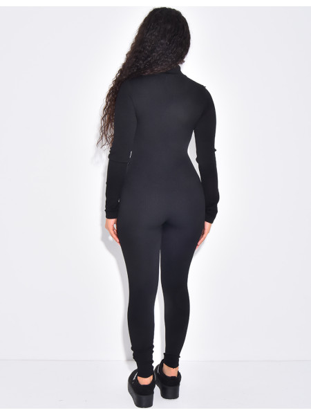 Combinaison longue côtelée